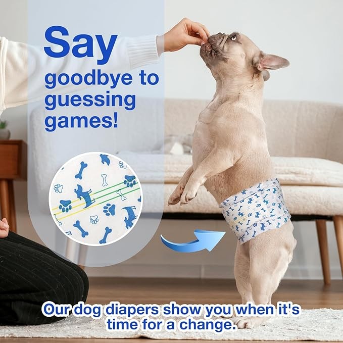 MICOOYO Dog Diapers Male Disposable | Super Absorbent Male Dog Wraps | Ligher Male Dog Diapers | Leakproof Puppy Diapers Male Doggie Diapers with Wetness Indicator (XS, 20Counts)